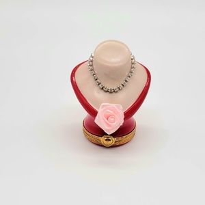 Authentic Limoges Mannequin Bust Trinket Box, Peint Main with Gold Gilding